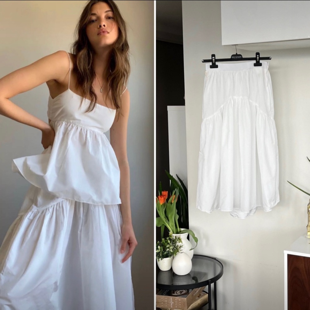 Aritzia Wilfred Fantasy Tiered Midi White Skirt Size 6
